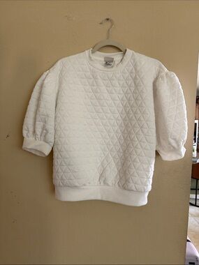 a new day White Quilted Puff-Sleeve Sweatshirt